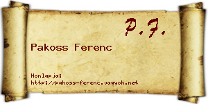 Pakoss Ferenc névjegykártya